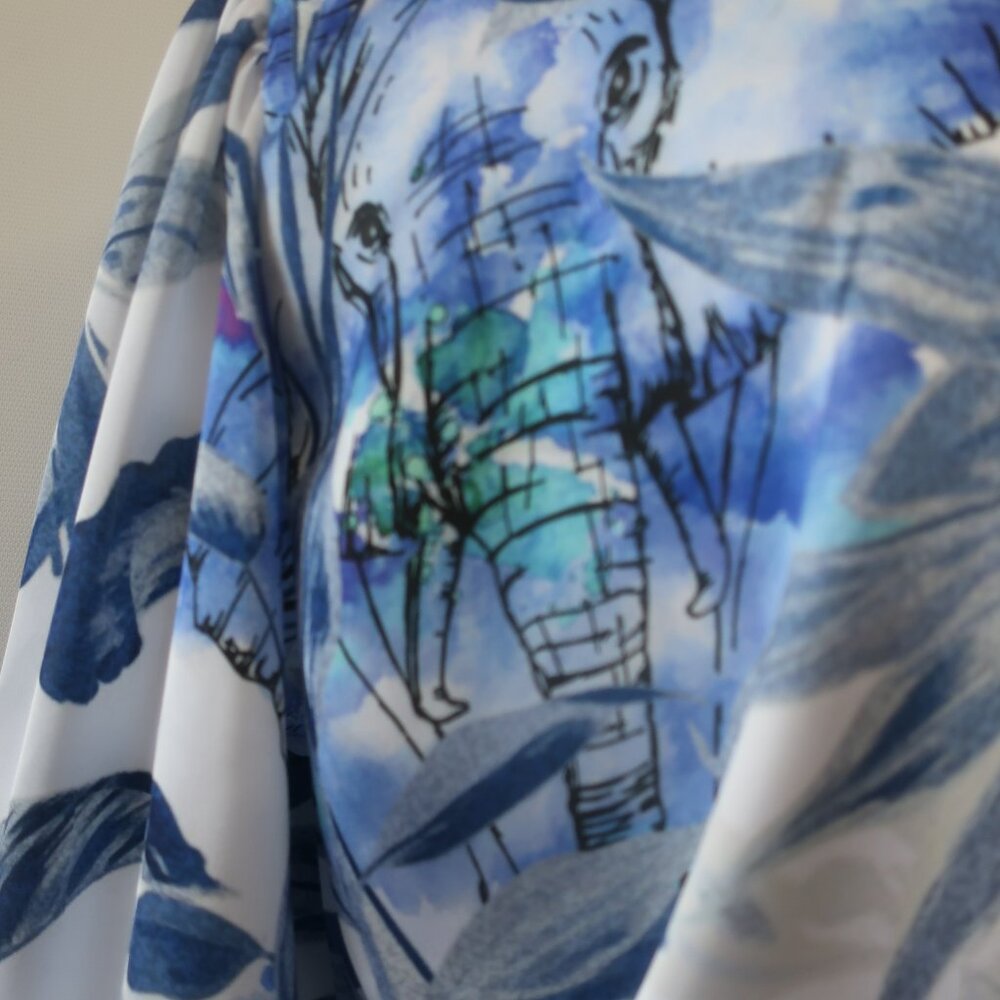 NWT Womens Bululu Espanola Blue Blouse, Aruba Elephant Satin Pants M Set - Picture 11 of 13